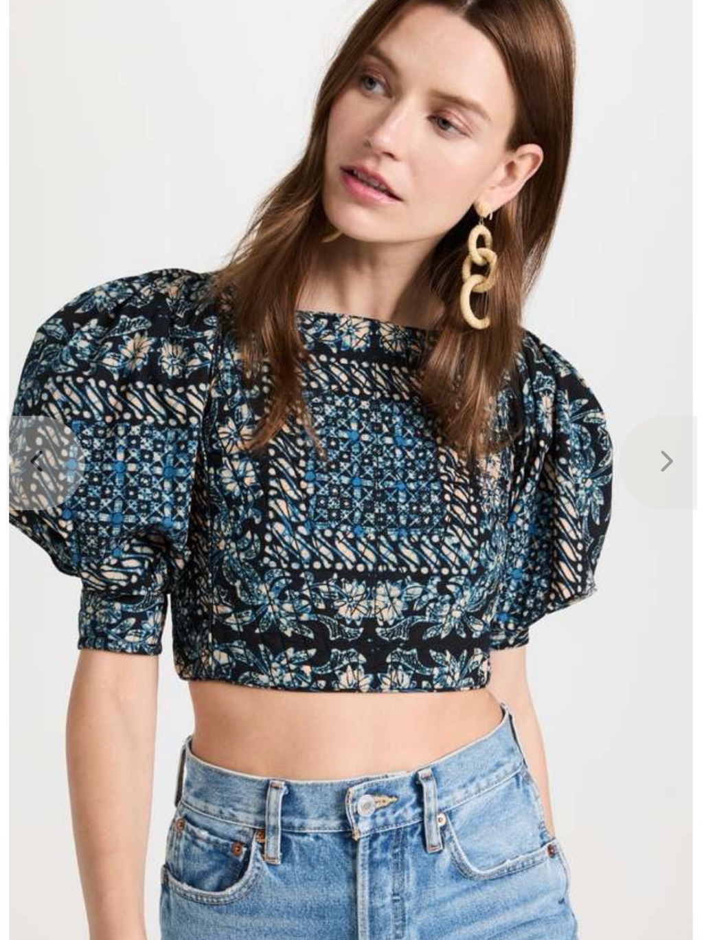 Ulla Johnson Puff-Sleeve Anise Crop Top Lace Up Indigo Quilted Sz 6 Like New